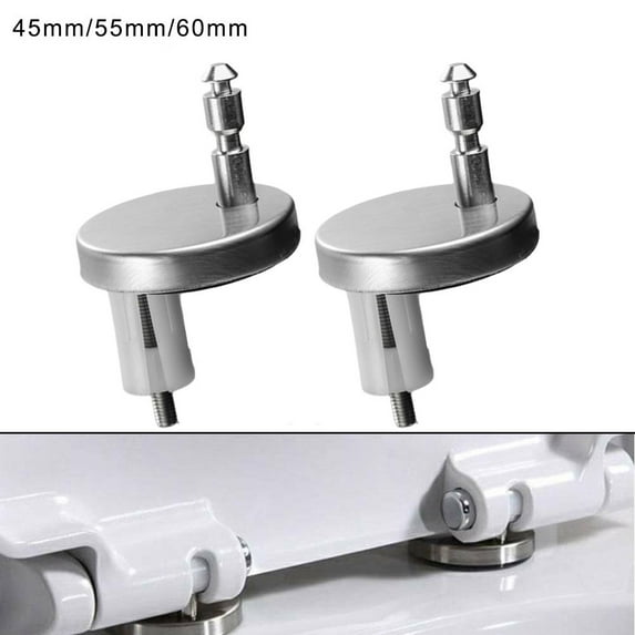 2Pcs Toilet Lid Top Fixing Hinge Stainless Steel Universal-Toilet Seat Hinge Soft Release Quick Release Replacement Parts,45Mm