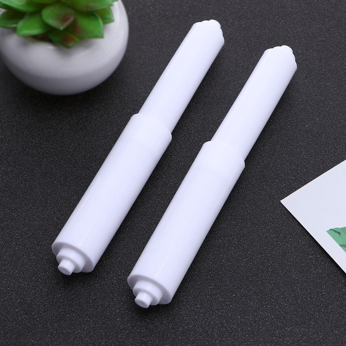 2Pcs Toilet Paper Roller FitAll Style PlasticSpring Loaded White
