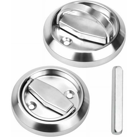 2Pcs-Toilet Sliding Door Lock Access Door Hidden Security Lock Round Concealed Handle Lock