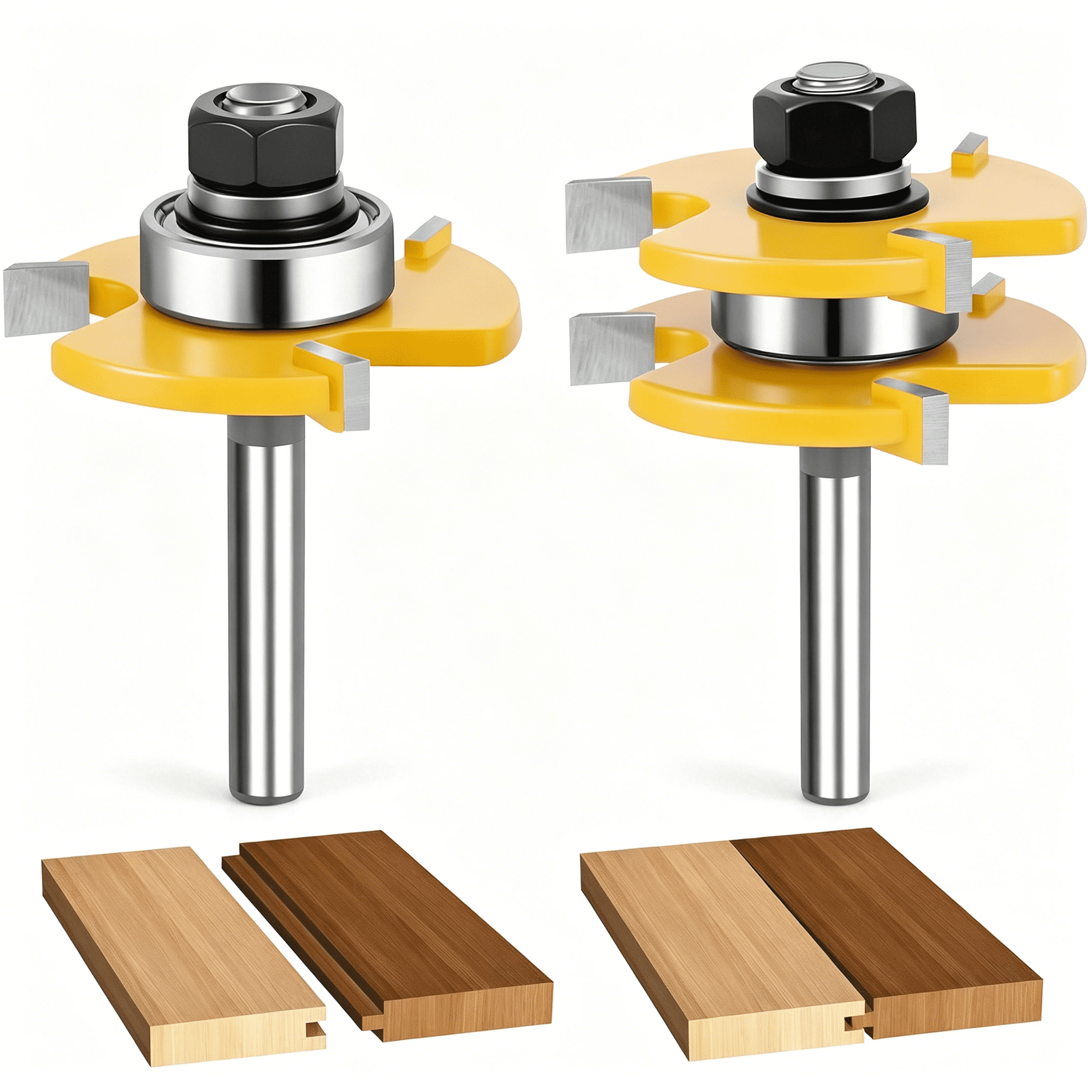 2Pcs Tongue and Groove Router Bit Set, 1/4 Shank Router Bits for 3/4 ...