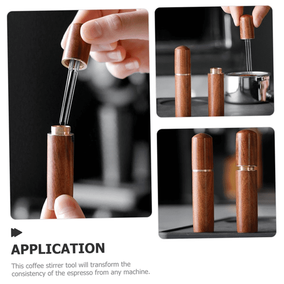 2Pcs Tools Coffee Ground Espresso Stirrer Distributor Whisk for Coffee Powder Distribution Needle Coffee, Brown