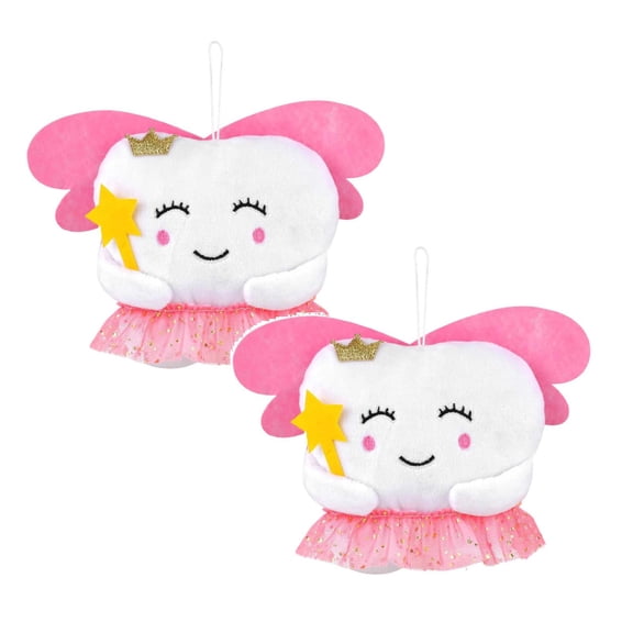 2Pcs Tooth Cute Fairy Pillow With & Pocket Embroidered Tooth Fairy Doll Small Tooth Bag/Pouch Lost First Tooth Gift For Girls Boys Pillow Case