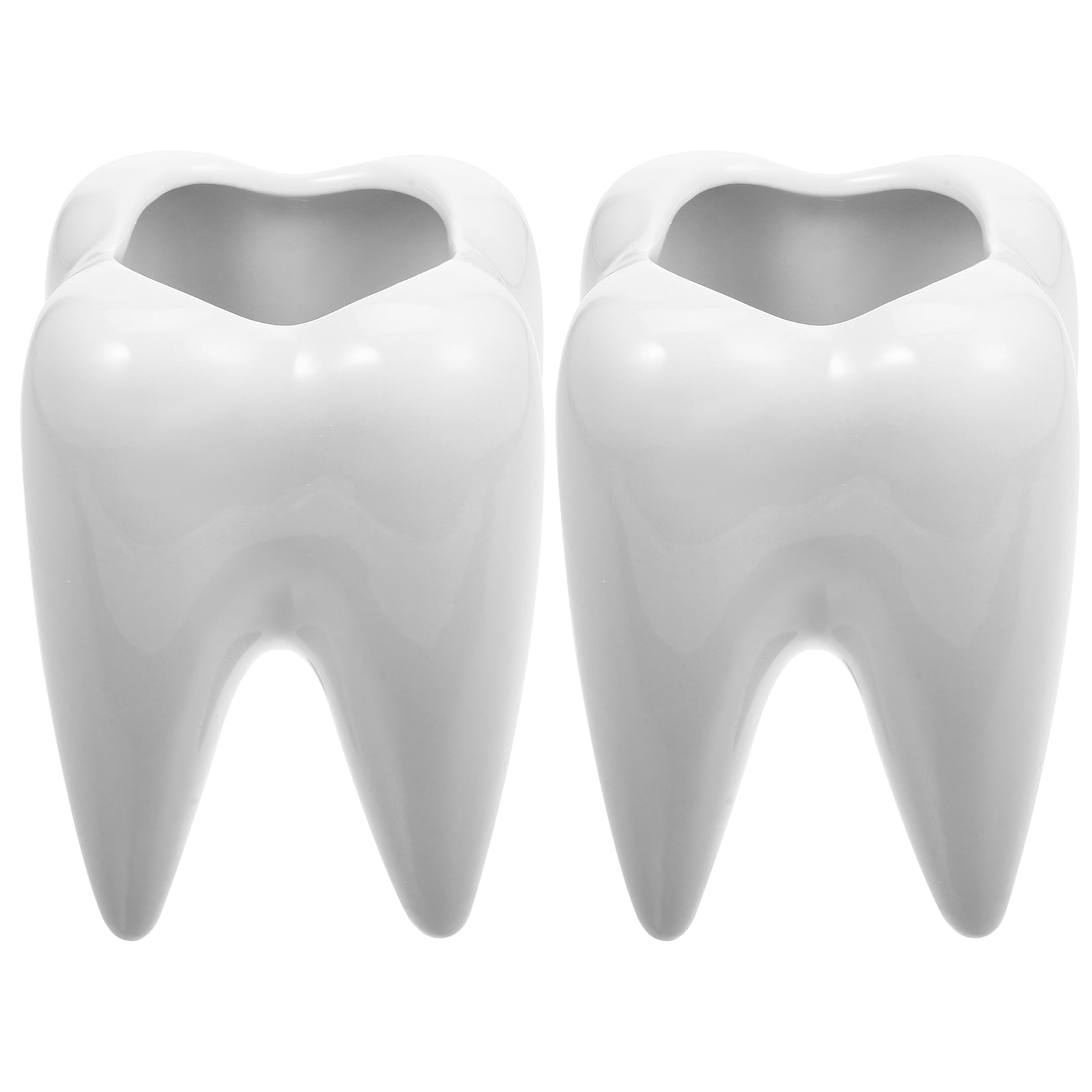 2Pcs Tooth Shaped Ceramic Succulent Cactus Flower Pot Home Tabletop ...