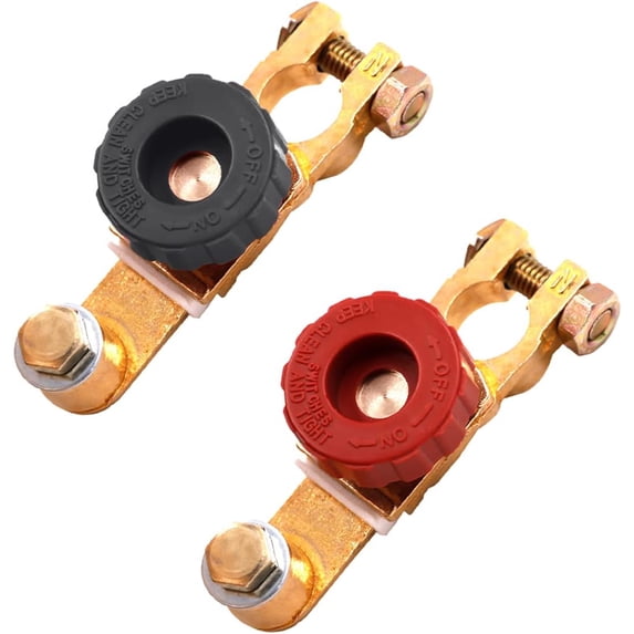 2Pcs Top Post Battery Disconnect Switch - Quick Disconnect Battery Cut Off Switch for Car Truck Marine RV and Electrical Equipment - 12V/125A - Red & Black