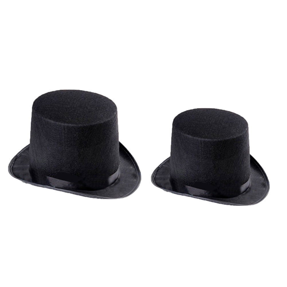 2Pcs Tophat Felt Hats Creative Hat Ornaments Party Favors Dress Up Props (1 Adult Hat + 1