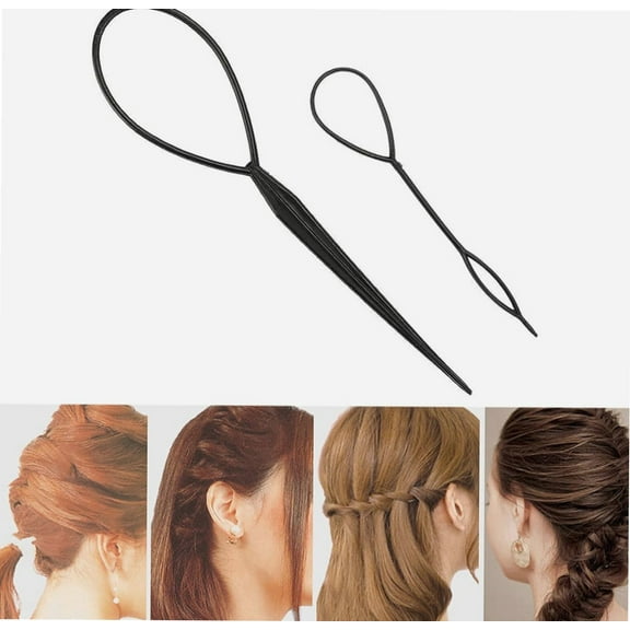 2Pcs Topsy Tail Hair Tool Ponytail Maker Tool Ponytail Styling Maker Pin Tool French Braid Loop Tool Plastic Topsy Tail Tool Hair Braiding Tools Hair Styling Accessories for Women Girls (Small+Large)