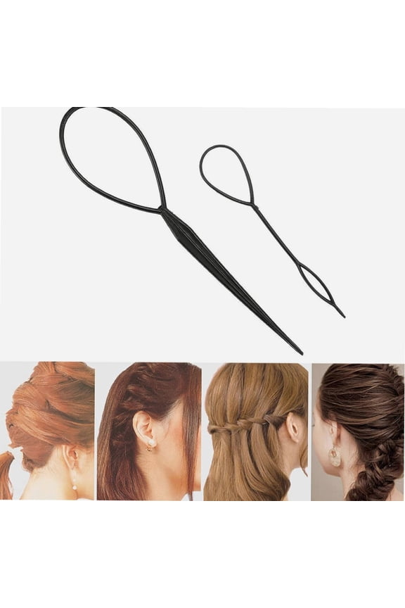 2Pcs Topsy Tail Hair Tool Ponytail Maker Tool Ponytail Styling Maker Pin Tool French Braid Loop Tool Plastic Topsy Tail Tool Hair Braiding Tools Hair Styling Accessories for Women Girls (Small+Large)