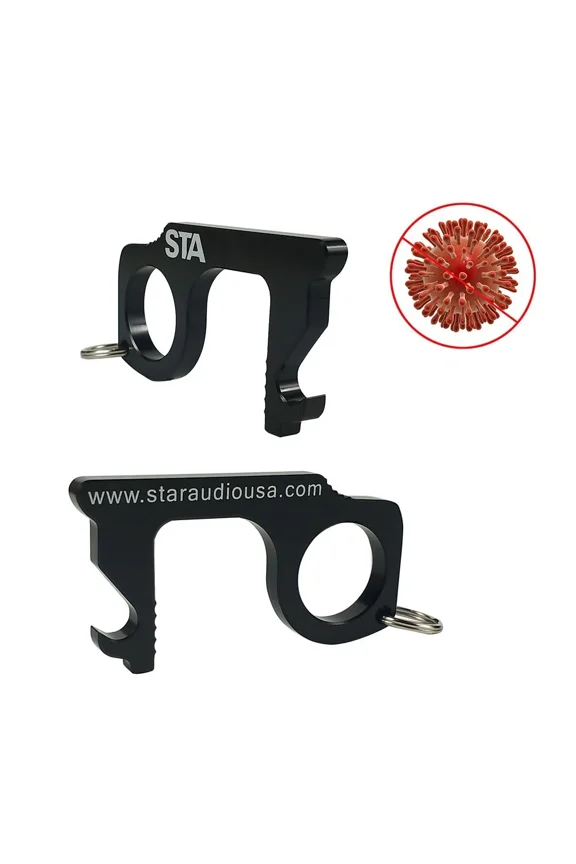 2Pcs Touchless Portable Key Door Opener Handheld Keychain Contactless Keychain