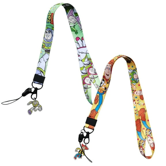 2Pcs Toy Story Cartoon Badge Keychain Lanyard ,ID Badge Holder, Cell Phone and Charms Neck Strap.