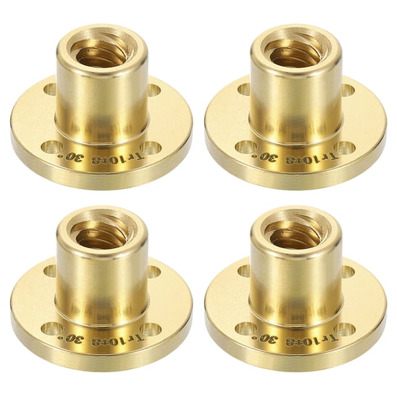 Uxcell 4Pcs Tr10x8 Screw Brass Nut(2mm Pitch, 4 Start, 8mm)