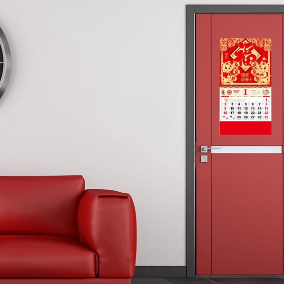 2-Pack Traditional Chinese Tiger Year 2022 Wall Calendar Red Paper Daily Planner for Home and Office