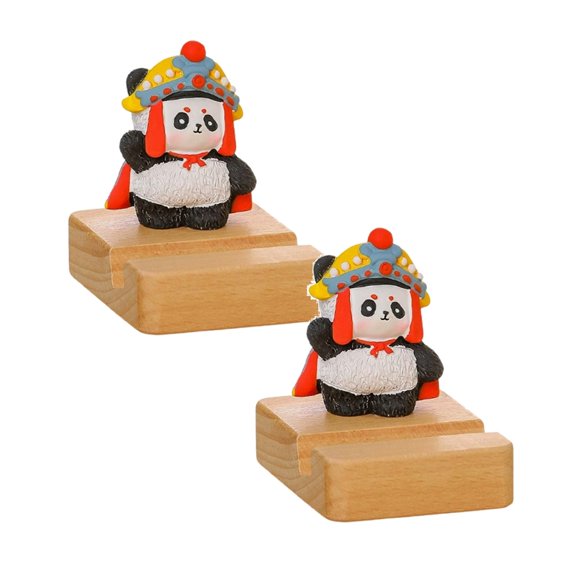 2Pcs Traditional Face Changing Panda Phone Stand Unique Non Design Cute Cartoon Style Adjustable And Portable Desktop Ornament