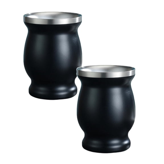 2Pcs Traditional Mate Tea Cup, Stainless Steel Cup, Double-Walled, Easy to Clean Stainless Steel Mini Lightweight Handy Gift Cup Multi Functional Practical Mate Tea Cup Heat insulation