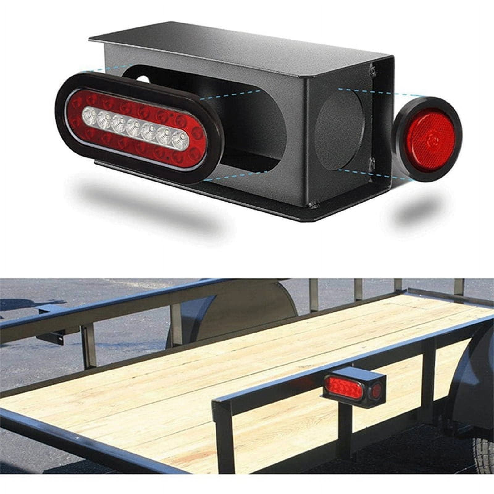 2Pcs Trailer Light BoxesHousing Kit with 6Inch Oval LED Box Tail Lights