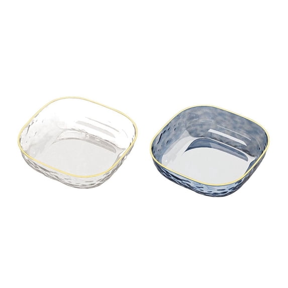 2Pcs Translucent Diamond Texture Fruit Bowl, Light Luxury Large Capacity Fruit Plate, Suitable for Fruit and Other Small Items (Blue+White)