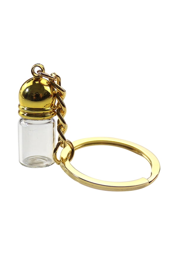 Golden Glass Bottle Pendant Keychain Elegant Transparent Vials for Decoration Use 2 Pcs Small Size