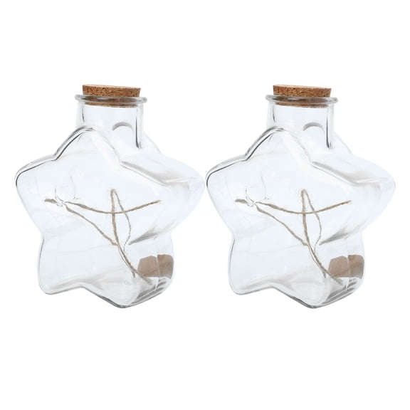 Alasum 2Pcs Transparent Glass Five Pointed Star Drift Bottle with Cork Lid