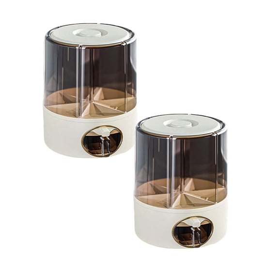 2Pcs Transparent Grain Storage Containers With Drawers 6 Grid 360 ° Rotating Kitchen Rice Bucket One Click Output Rice Dispenser Rotating Dry Food Dispenser For Storing Legumes Home Decor