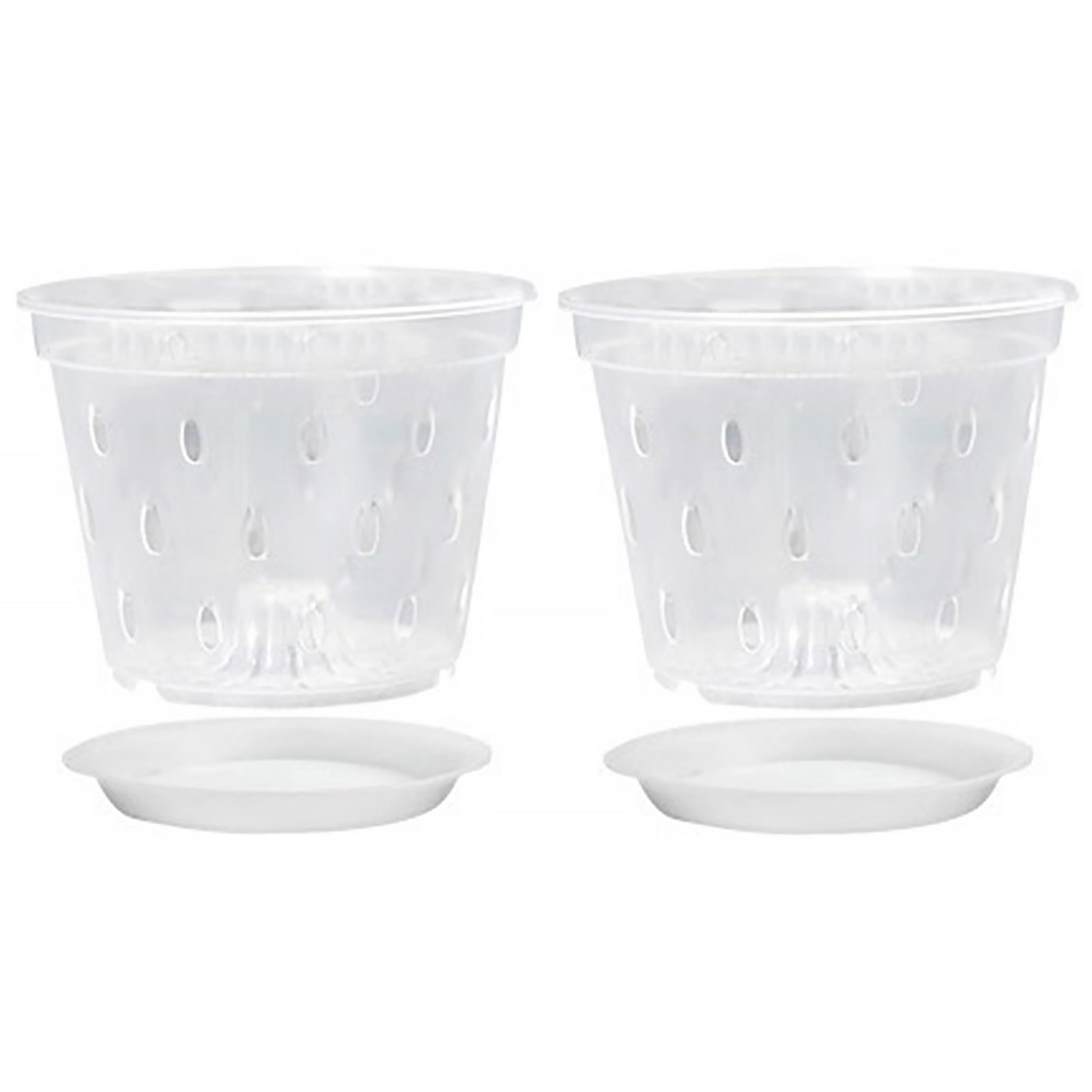 2Pcs Transparent Orchid Pots Flower Planters Side Holes Design Reusable