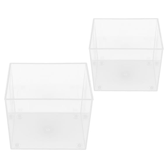 2Pcs Transparent Plastic Betta Fish Tank with Open Top Design for Home Desktop Aquarium