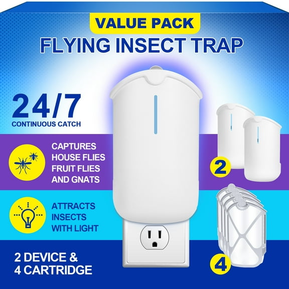 2Pcs Trap + 4Pcs Refills Trap | Compatible with Insect trap Refill - Use in Any Room