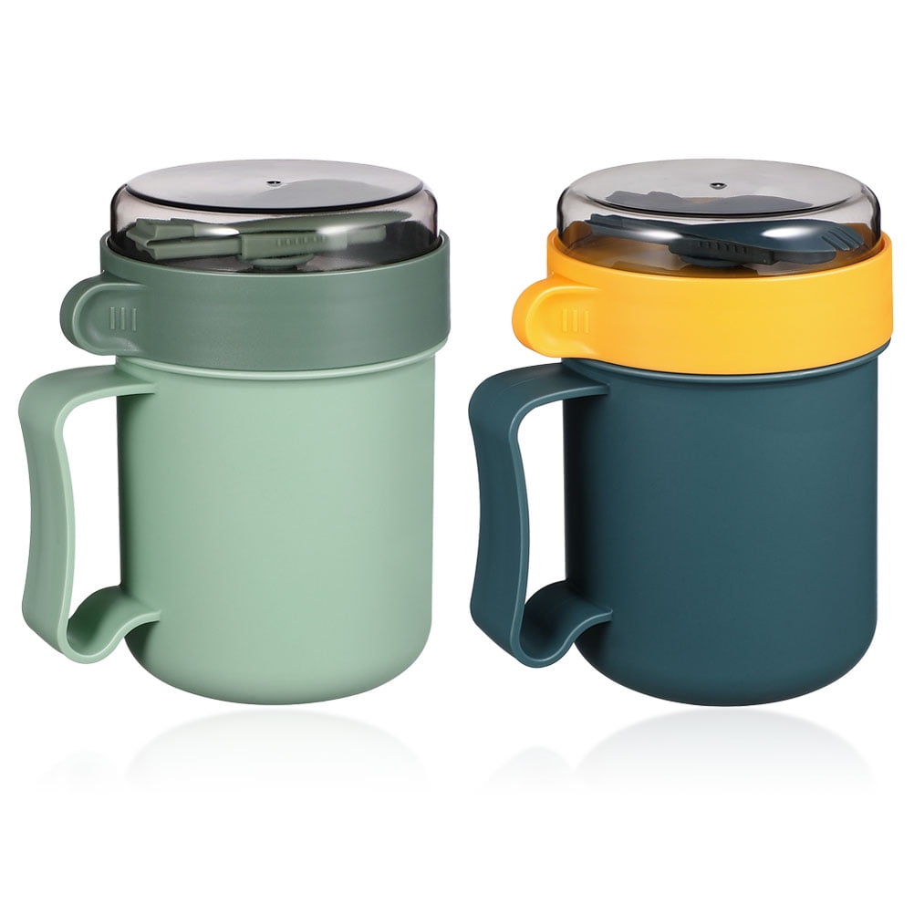 2Pcs Travel Soup Mug Cup Soup Container Food Jar Milk Cup with Spoon