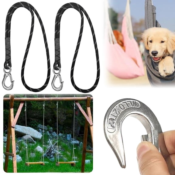 2Pcs Tree Swing Hanging Straps with Snap Carabiners,19.68inch Heavy Duty Hammock Hanging Rope Straps, Outdoor Camping Tree Mount Hardware, High Load Bearing Swing Replacement Accessories