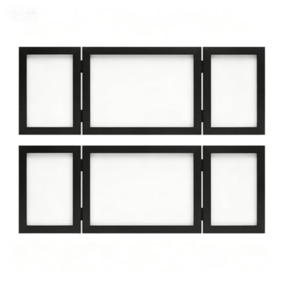 2Pcs Triple Folding Picture Frame, Black MDF 3 Picture Frame, Multi Size Collage Frames, Hinged Three Picture Frame, Desktop Decorative Picture Frame For Home and Office Tabletop Display