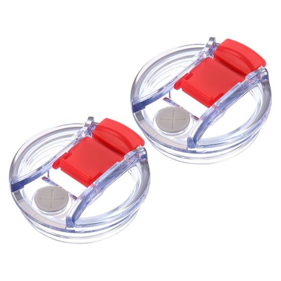 2Pcs Tumbler Replacement Lids, 30oz Flip Spill Stopper Straw Cup Lid, Red