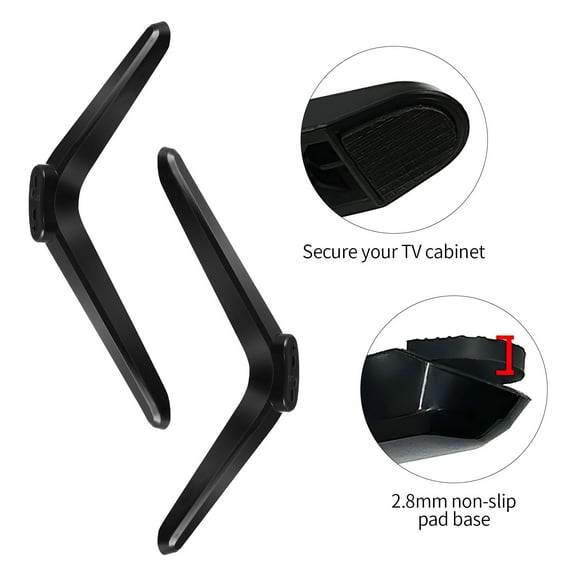 2Pcs Tv Mount Stand Brackets for Tvs Stable Plastic Tabletop Holder with Non Slip Base Pad and Screws