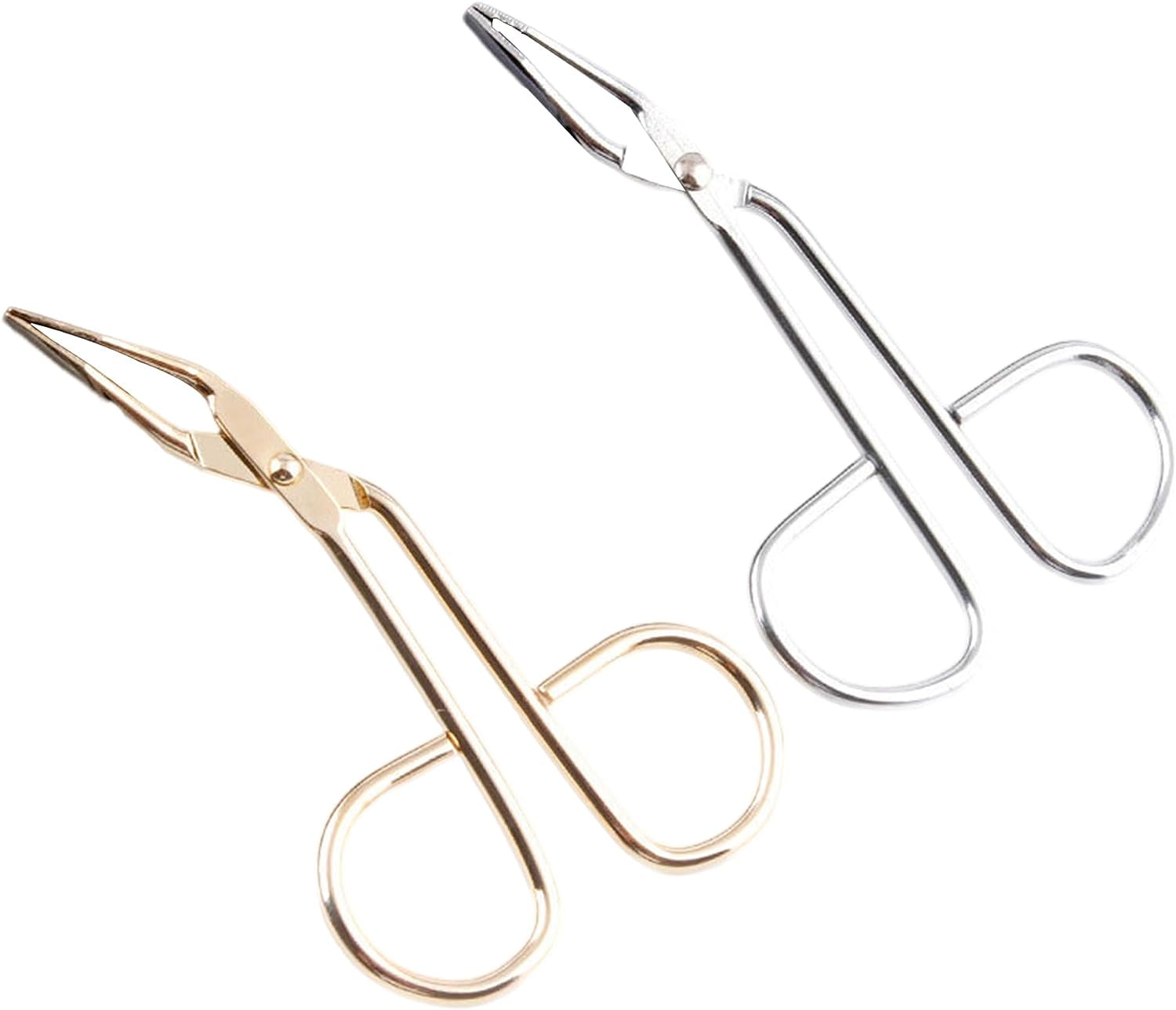 2Pcs Tweezers for Facial Hair Women,Nose Hair Clip Eyebrow Tweezers Professional Scissor Handle Slant Tip Tweezer Flat Tip Hair Plucker Pliers Beauty Tools for Facial Hair Women Men (Gold+Silver)