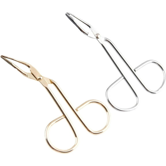 2Pcs Tweezers for Facial Hair Women,Nose Hair Clip Eyebrow Tweezers Professional Scissor Handle Slant Tip Tweezer Flat Tip Hair Plucker Pliers Beauty Tools for Facial Hair Women Men (Gold+Silver)