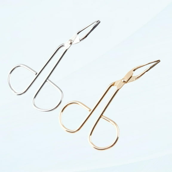2Pcs Tweezers for Women Facial Hair, Nose Hair Clipper Eye Scissors Professional Scissors Handle Tip Slant Tweezer Blunt Tip Pliers Hair Clipper Beauty Tools for Women Facial Hair Men (Gold+Silver)