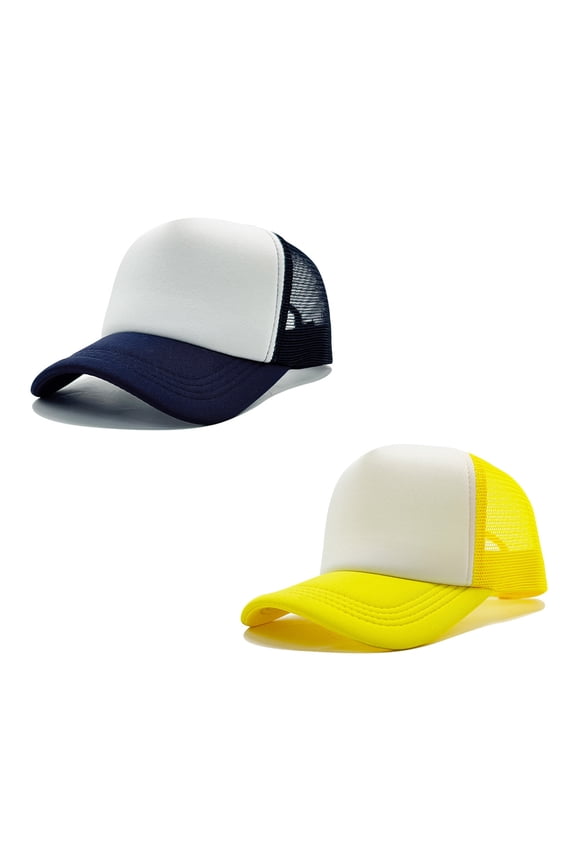 2Pcs Two Tone Trucker Hat Summer Mesh Cap with Adjustable Snapback Strap