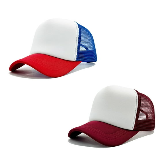 2Pcs Two Tone Trucker Hat Summer Mesh Cap with Adjustable Snapback Strap