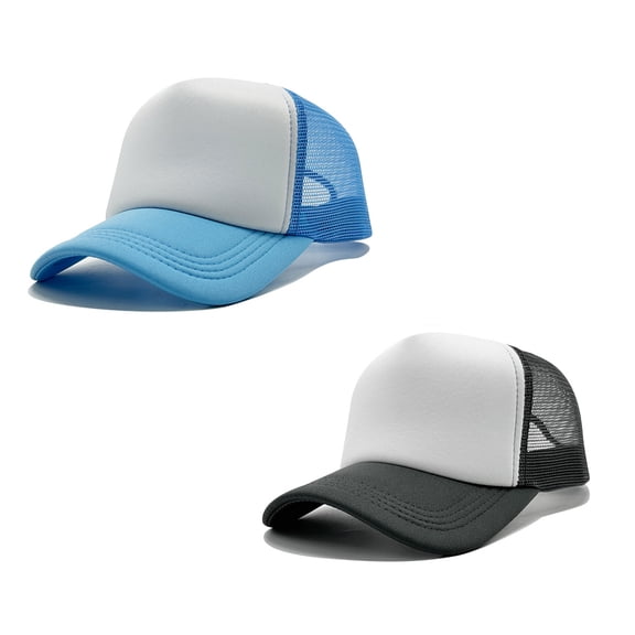 2Pcs Two Tone Trucker Hat Summer Mesh Cap with Adjustable Snapback Strap