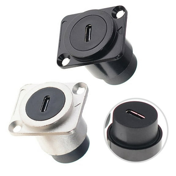2Pcs Type-C Panel Mount Connector Thru Coupler Female To Female Module Converter Black Smile Home