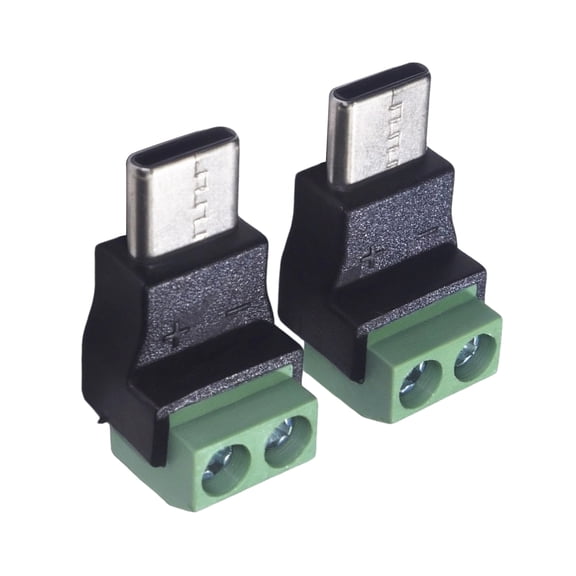 2Pcs Type C Plug to 2Pin Terminals Connector Lightweight