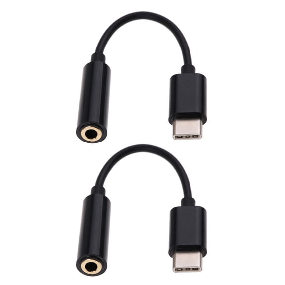 2Pcs Type C to 3.5mm Cable Earphone Adapter Cord USB C Input 3.5 Port Output Headphone Converter Wire Line 2.76in