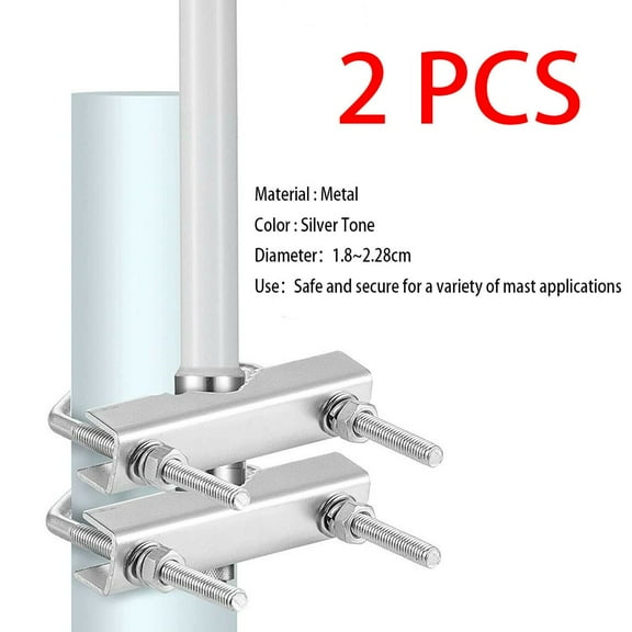 2Pcs U-Bolt Mast Clamp Pole Bracket Pipe Mount Heavy Duty Jaw U-Bolts Clips Holder Bracket For Cb Ham Tv Yagi Wifi Antenna