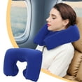 thumbnail image 1 of 2Pcs U-Shaped Inflatable Travel Neck Pillow, Flocked Fabric Air Pillow ,Compact Travel Pillows for Airplanes Travel Light Inflatable Neck Pillow Support Head Neck and Lumbar for Traveling ,Home, 1 of 5
