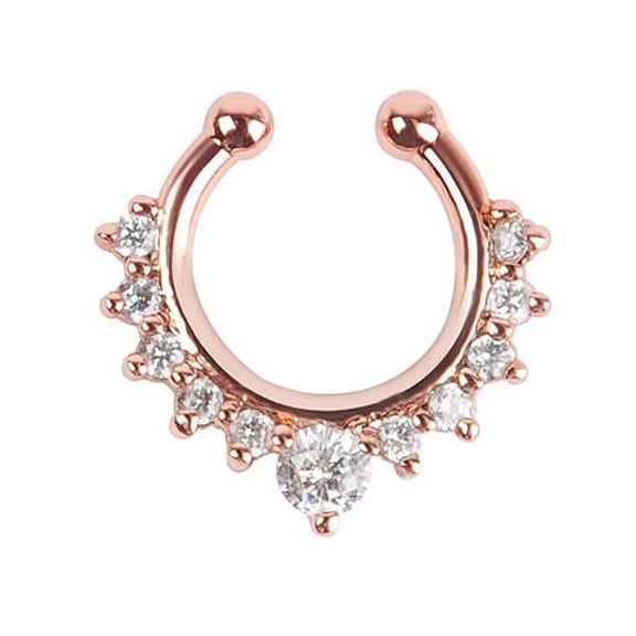2Pcs U-shape Non Piercing Fake Clip On Septum Clicker Nose Ear Lip Ring Hoop