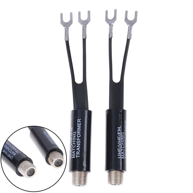 2Pcs UHF/VHF/FM/TV F cable 75300 Ohm balun antenna matching