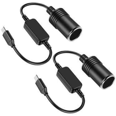2Pcs USB C to 12V Lighter Socket Adapter USB Type-C to 8W Lighter Socket Converter Cable Versatile USB C to Lighter Socket Adapter Power Cable for Dash Cam GPS Car Charger Radar Detector