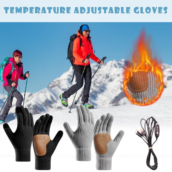 2Pcs USB Heated Gloves under $5! Yannianjz Heated Gloves, USB Rechargeable Winter Warm Touch Screen Gloves for Driving Running and Outdoor, Windproof Waterproof Gloves for Cold