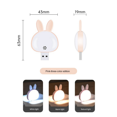 2Pcs USB Reading Lamp,Mini Bunny Night Light, Smart Voice 3 Color Desk