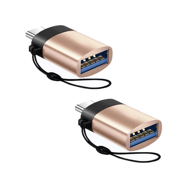 2Pcs USB to USB C Adapter, USB C to USB Adapter for Smart Phones Tablet GPS Devices, Charging at Maximum Speed and Fast Data Transfer, Practical and Clever, Gold