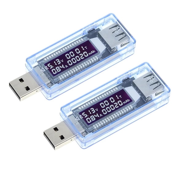 2Pcs USB Voltage Ampere Meter LCD Power Battery Meter KWS-V20 Capacity Tester