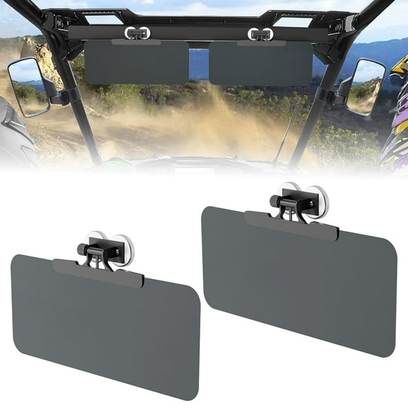 2Pcs UTV Magnetic Sun Visor, Golf Cart Sun Visor for Ehicles with Pro-Fit Bar or Metal Roof and Crossbars, Compatible with Ranger Defender Uforce 1000 EZGO