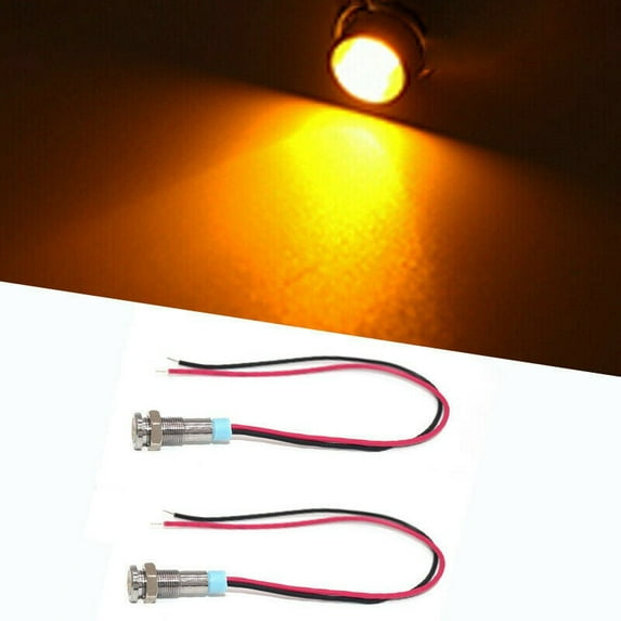 2Pcs Ultra Small Motorcycle Amber LED Brake & Running Tail Lights Pilot Lamp